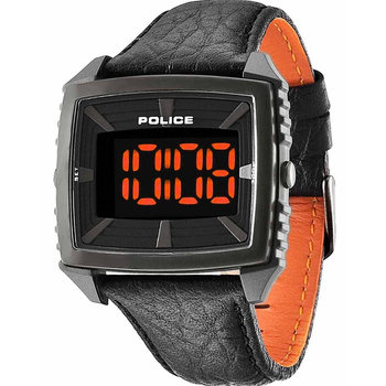 POLICE Countdown Black Leather Strap