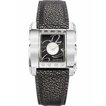 Saint HONORE Gala Collection Black Leather Strap