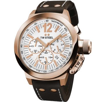 TW STEEL XL Ceo Collection Chronograph Brown Leather Strap