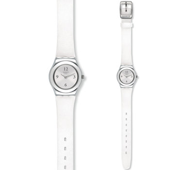 SWATCH Power Tracking Silver Keeper White Rubber Strap