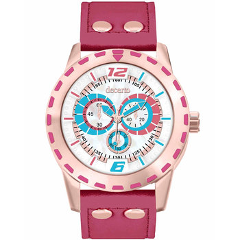 DECERTO Flirty Rose Gold Alloy Red Leather Strap