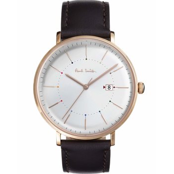 PAUL SMITH Track Rose Gold Brown Leather Strap