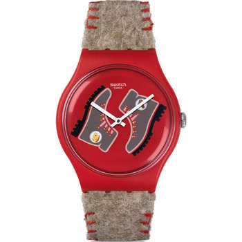 SWATCH Swissness Randonneur Brown Combined Materials Strap
