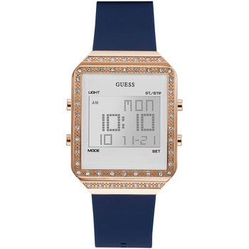 GUESS Ladies Crystals Chronograph Blue Rubber Strap