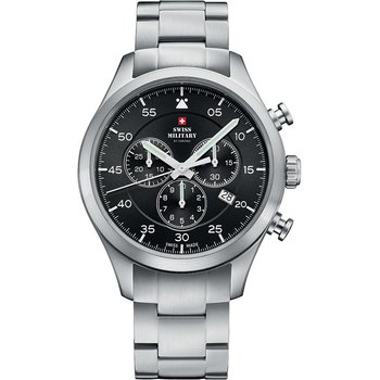SWISS MILITARY by CHRONO Chronograph Silver Stainless Steel Bracelet