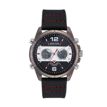 REACTION KENNETH COLE Ana-Digi Dual Time Chronograph Black Synthetic Strap