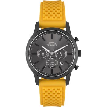 SLAZENGER Gents Dual Time Yellow Silicone Strap