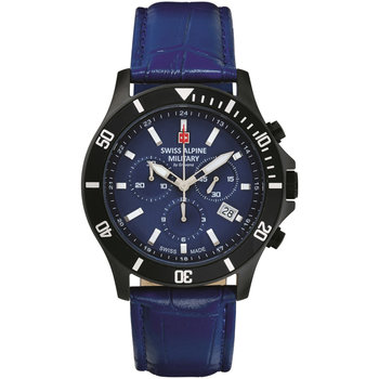 SWISS ALPINE MILITARY Challenger Chronograph Blue Leather Strap