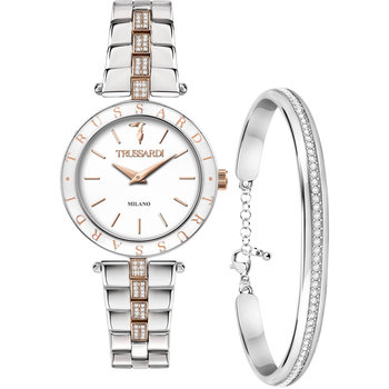 TRUSSARDI T-Shiny Crystals Two Tone Stainless Steel Bracelet Gift Set