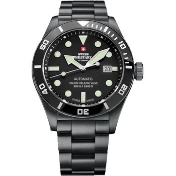 SWISS MILITARY by CHRONO Mens Divers Black Stainless Steel Bracelet
