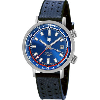 LIP Grand Nautic Automatic Dual Time Blue Combined Materials Strap