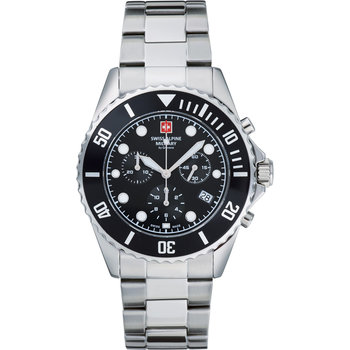 SWISS ALPINE MILITARY Master Diver Chronograph Silver Stainless Steel Bracelet