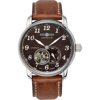 ZEPPELIN LZ 127 Graf Open Heart Automatic Brown Leather Strap