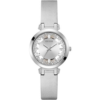 GUESS Crystal Clear Crystals Silver Leather Strap