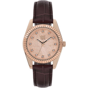VISETTI City Link Crystals Brown Leather Strap