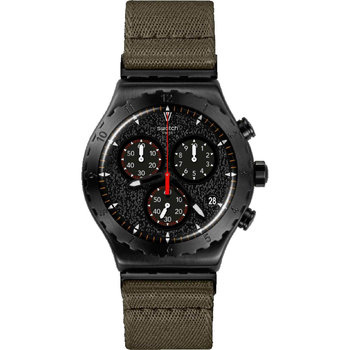 SWATCH Power Of Nature By The Bonfire Chronograph Khaki Combined Materials Strap