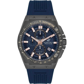 BEVERLY HILLS POLO CLUB Dual Time Blue Rubber Strap