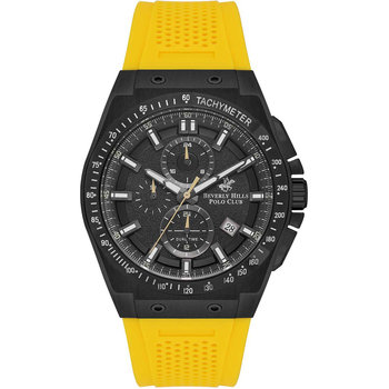 BEVERLY HILLS POLO CLUB Dual Time Yellow Rubber Strap