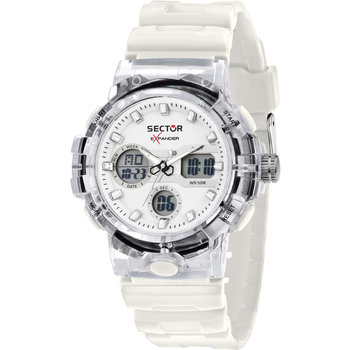 SECTOR EX-46 Dual Time Chronograph White Plastic Strap