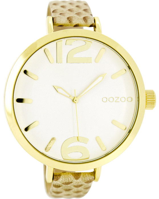 OOZOO XL Τimepieces Gold Animal Print Leather Strap