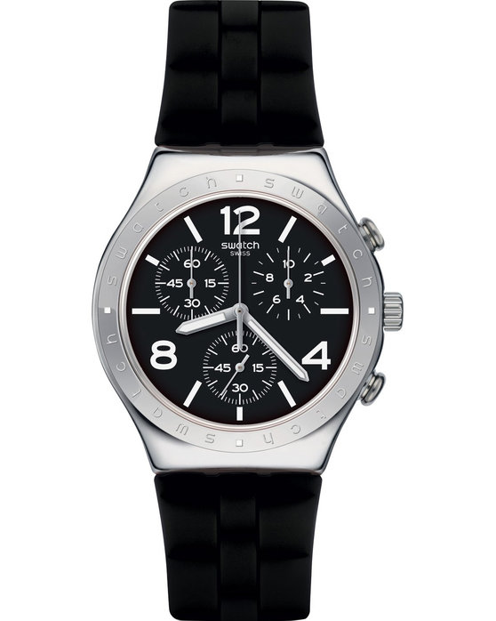SWATCH Time To Swatch Noir De Bienne Chronograph Black Silicone Strap