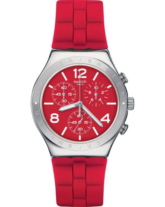SWATCH Time To Swatch Rouge De Bienne Chronograph Red Silicone Strap
