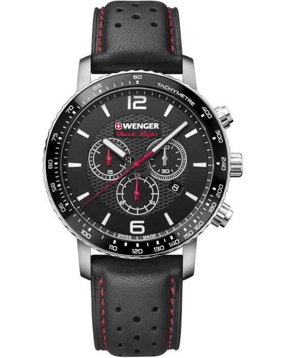 WENGER Roadster Chronograph Black Leather Strap