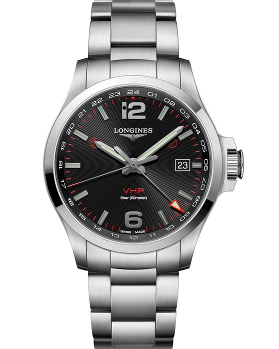 LONGINES Conquest V.H.P GMT Silver Stainless Steel Bracelet