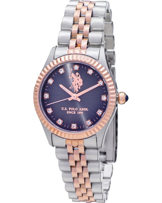U.S. POLO Azure Crystals Two Tone Stainless Steel Bracelet