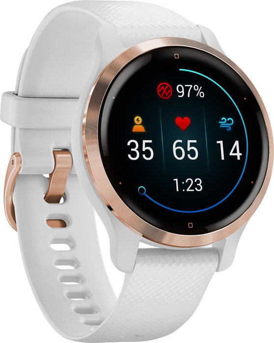 GARMIN Venu 2S  Rose Gold Bezel with White Case and White Silicone Band