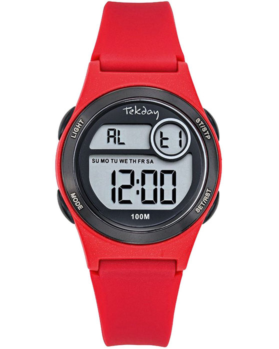 TEKDAY Chronograph Red Silicone Strap