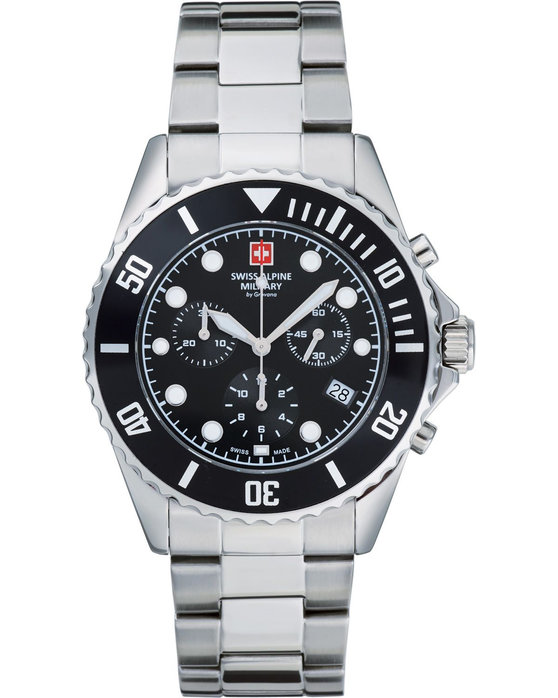 SWISS ALPINE MILITARY Master Diver Chronograph Silver Stainless Steel Bracelet