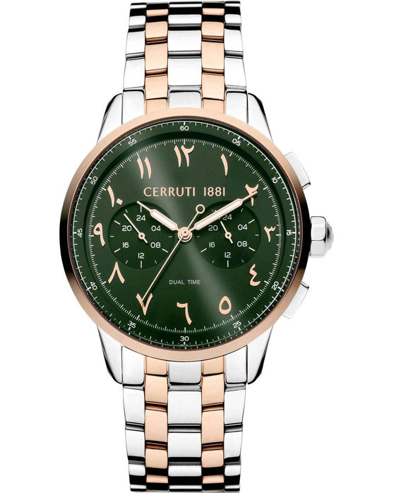 CERRUTI Mucciano Dual Time Two Tone Stainless Steel Bracelet
