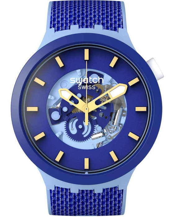 SWATCH Big Bold Bouncing Blue Two Tone Combined Materials Strap