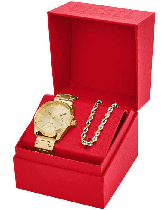 DIESEL MS9 Gold Stainless Steel Bracelet Gift Set
