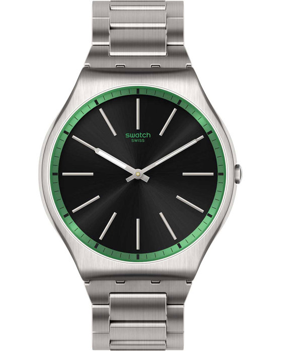 SWATCH Green Graphite Silver Stainless Steel Bracelet
