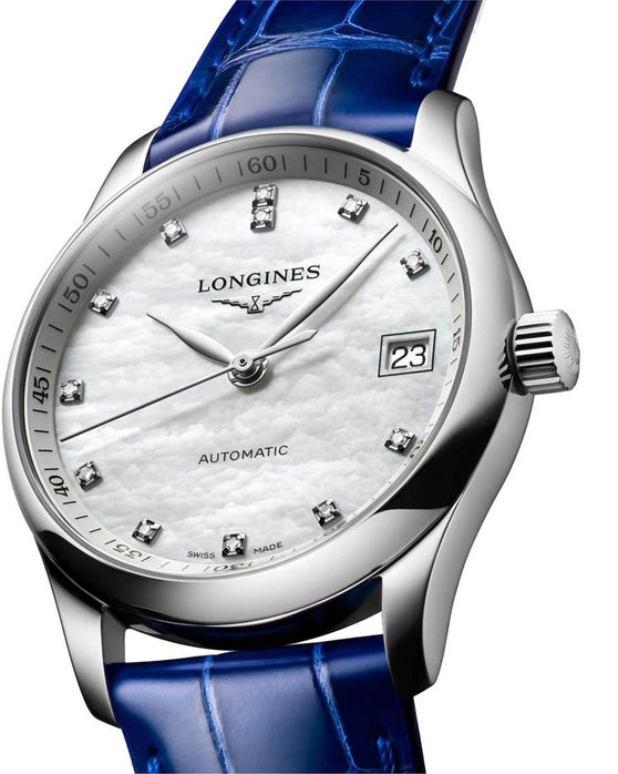 LONGINES The Longines Master Collection Diamonds Automatic Blue Leather Strap