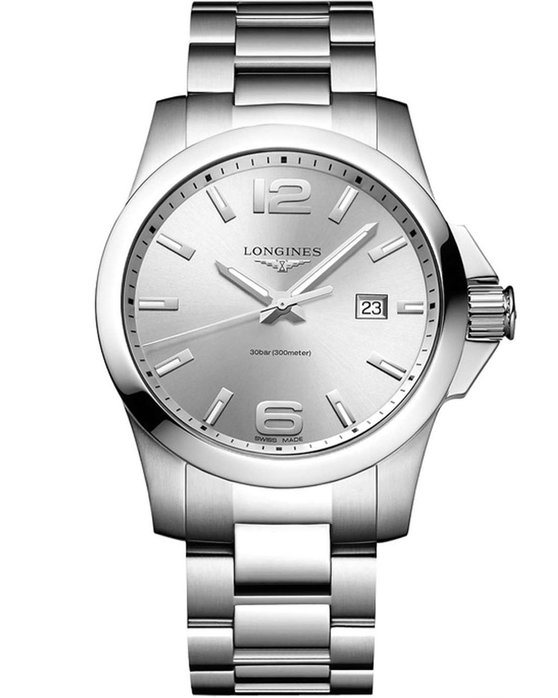 LONGINES Conquest Diamonds Silver Stainless Steel Bracelet
