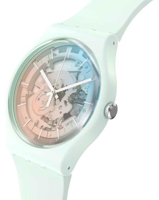 SWATCH Fleetingly Iceblue White Silicone Strap