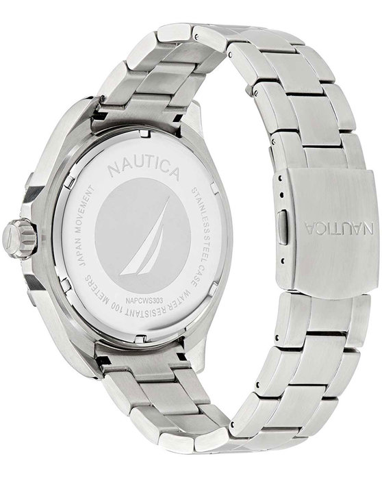 NAUTICA Clearwater Beach Silver Stainless Steel Bracelet Gift Set