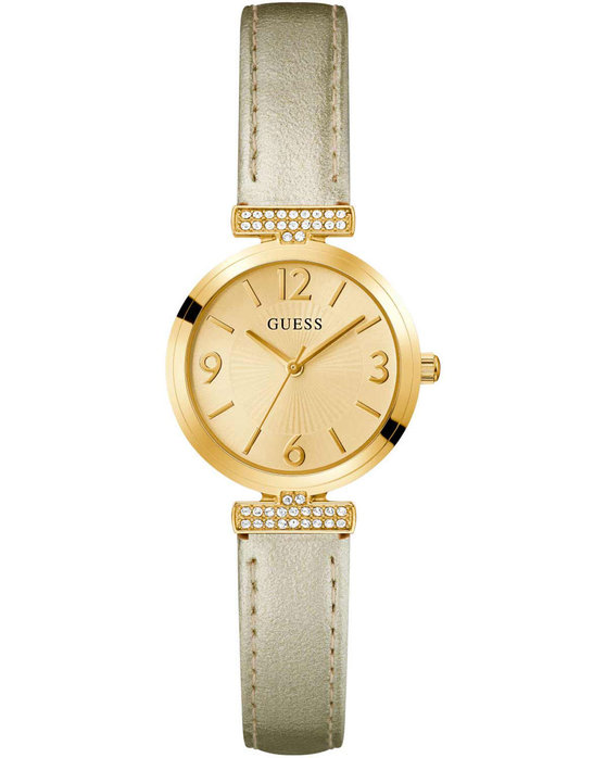 GUESS Array Crystals Gold Leather Strap