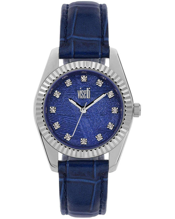 VISETTI City Link Crystals Blue Leather Strap