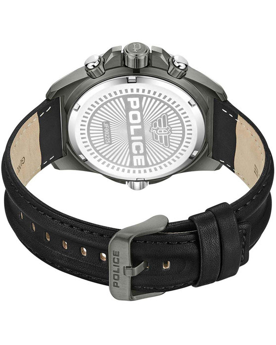 POLICE Electrical Black Leather Strap