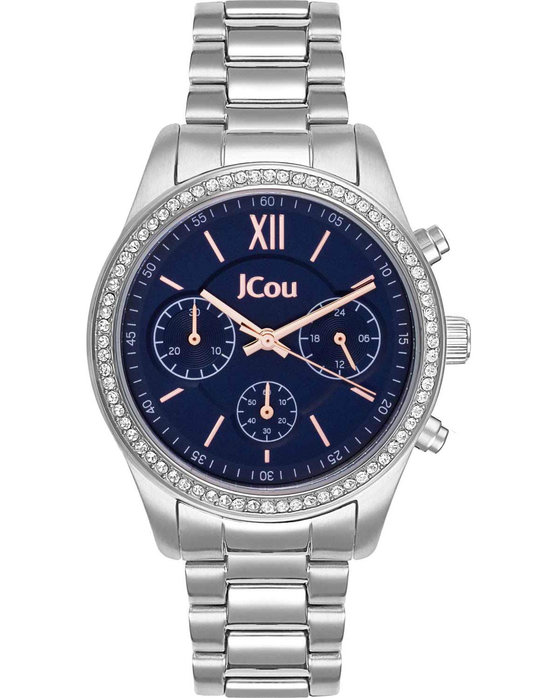 JCOU Valerie Crystals Chronograph Silver Stainless Steel Bracelet