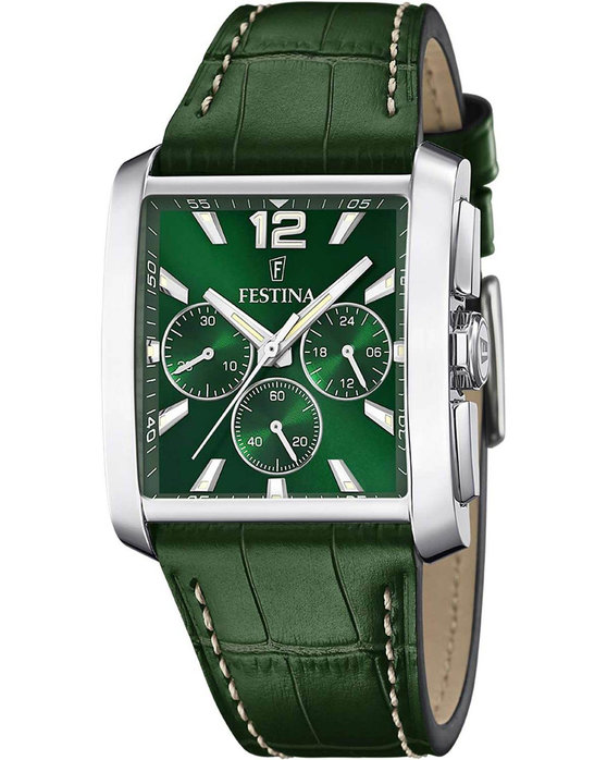 FESTINA Chronograph Green Leather Strap