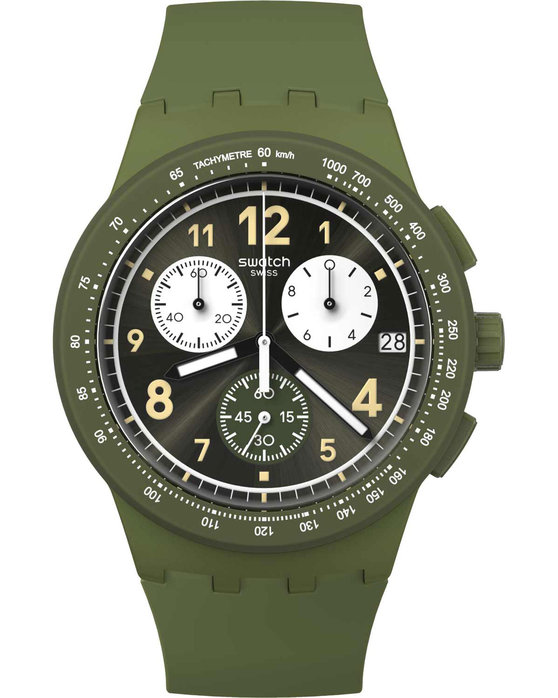 SWATCH Nothing Basic About Green Chronograph Green Silicone Strap