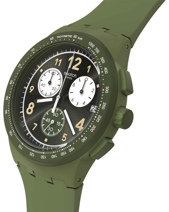 SWATCH Nothing Basic About Green Chronograph Green Silicone Strap