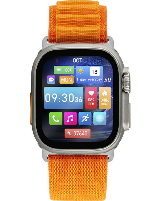 LEE COOPER Square Edge Plus Smartwatch Orange Fabric Strap
