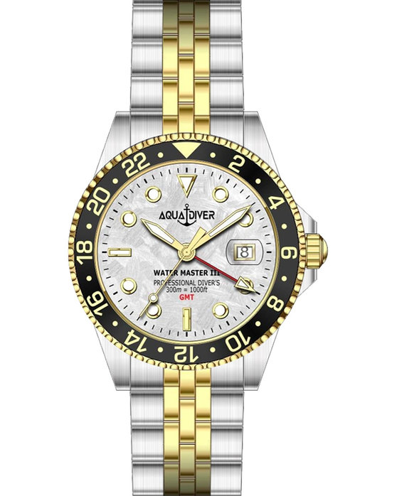 AQUADIVER Water Master III GMT Dual Time Two Tone Stainless Steel Bracelet