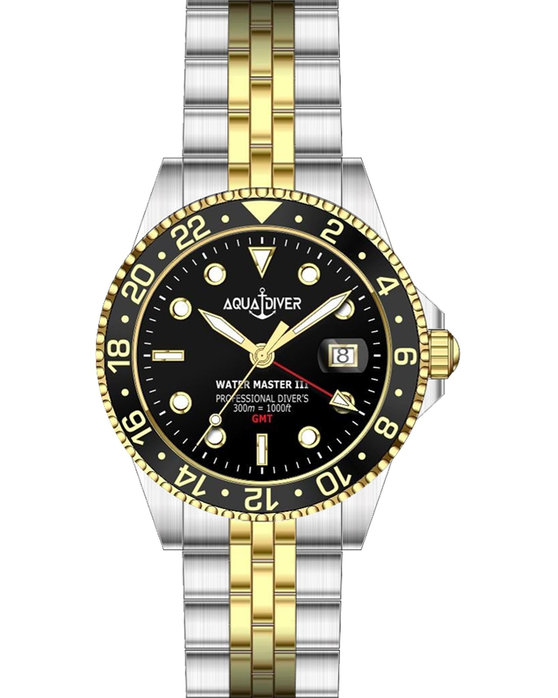AQUADIVER Water Master III GMT Dual Time Two Tone Stainless Steel Bracelet